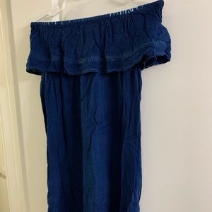 Off the shoulder blue dress